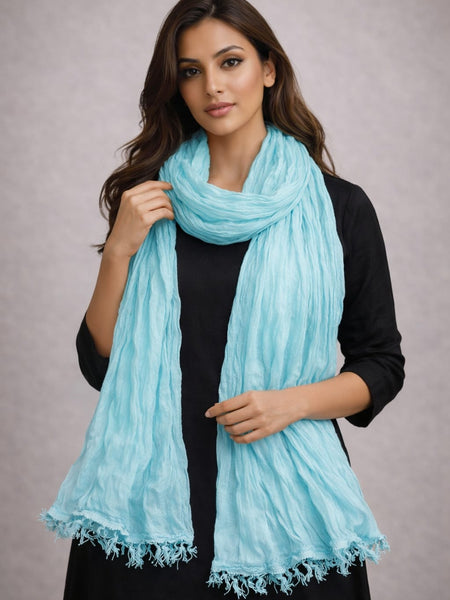 Chinon Shining Dupatta | Soft Silk Feel Plain Dupatta with Tassels | Party & Festive Wear Dupatta