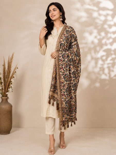 Kalamkari Printed Art Silk Dupatta for Women
