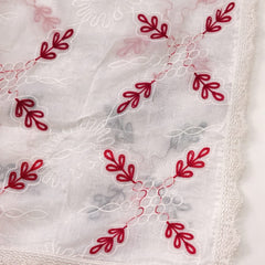 Women's White Cotton Thread Work Embroidered Dupatta