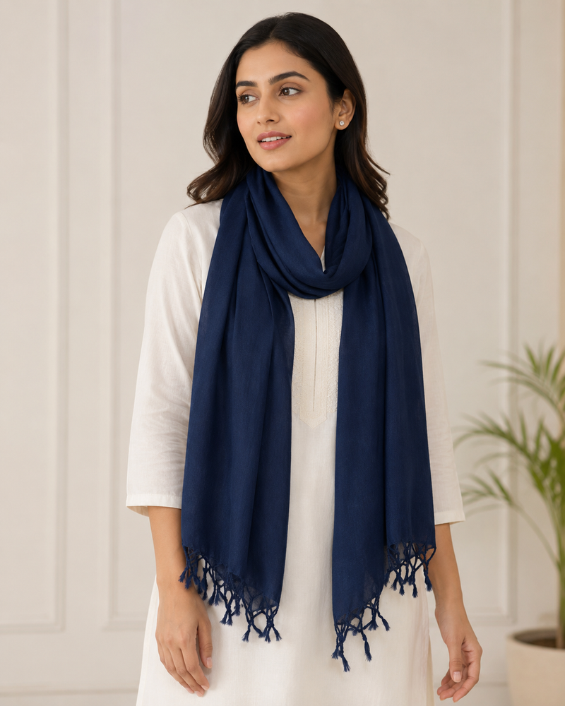 Women’s Cotton Summer Stole Combo Pack of 2 | Soft Lightweight Solid Stoles with Tassels | Daily Wear