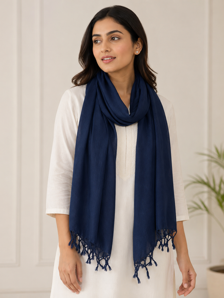 Women’s Cotton Summer Stole Combo Pack of 2 | Soft Lightweight Solid Stoles with Tassels | Daily Wear