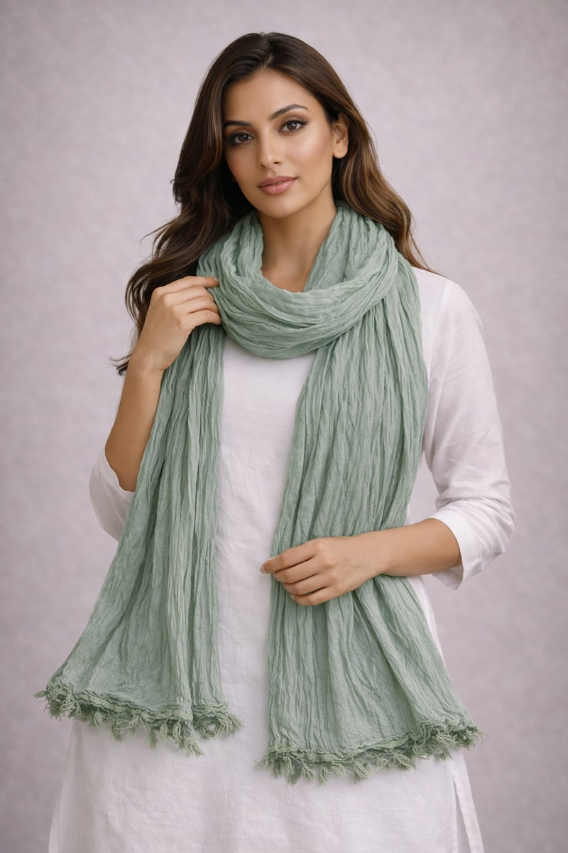 Chinon Shining Dupatta | Soft Silk Feel Plain Dupatta with Tassels | Party & Festive Wear Dupatta