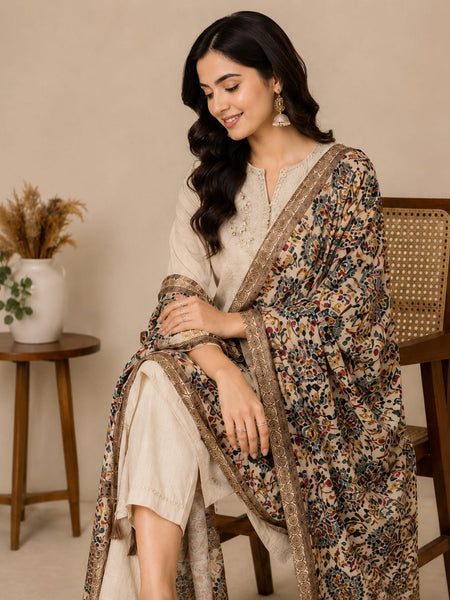 Kalamkari Printed Art Silk Dupatta for Women