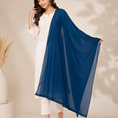 Women's Peacock Blue Chiffon Dupatta