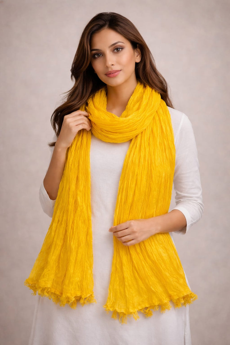 Chinon Shining Dupatta | Soft Silk Feel Plain Dupatta with Tassels | Party & Festive Wear Dupatta