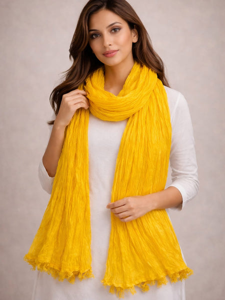 Chinon Shining Dupatta | Soft Silk Feel Plain Dupatta with Tassels | Party & Festive Wear Dupatta