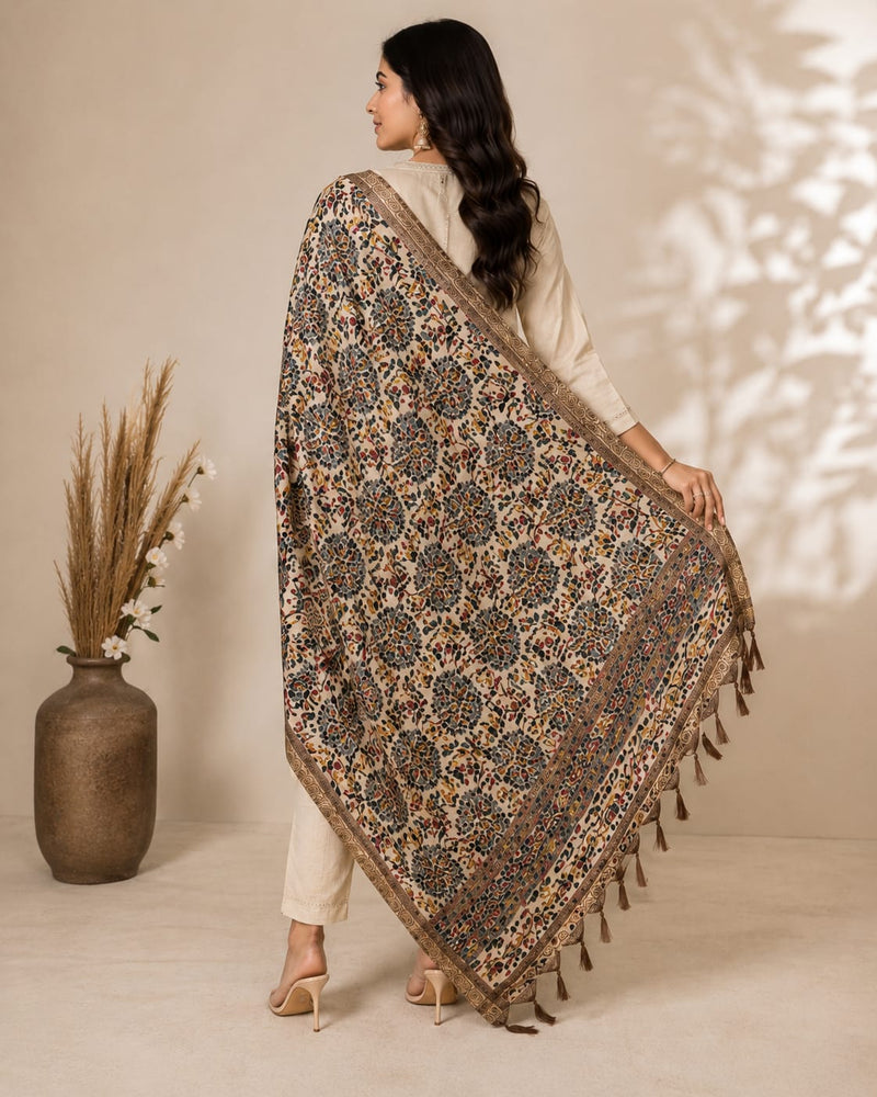 Kalamkari Printed Art Silk Dupatta for Women