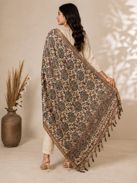 Kalamkari Printed Art Silk Dupatta for Women