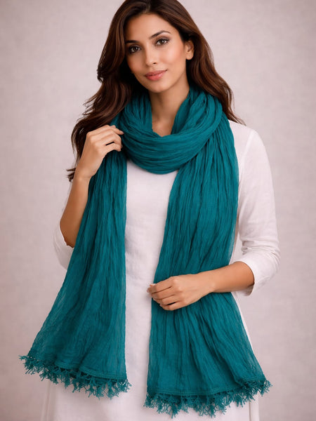 Chinon Shining Dupatta | Soft Silk Feel Plain Dupatta with Tassels | Party & Festive Wear Dupatta
