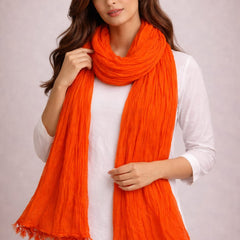 Chinon Shining Dupatta | Soft Silk Feel Plain Dupatta with Tassels | Party & Festive Wear Dupatta