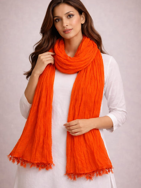 Chinon Shining Dupatta | Soft Silk Feel Plain Dupatta with Tassels | Party & Festive Wear Dupatta