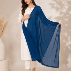 Women's Peacock Blue Chiffon Dupatta