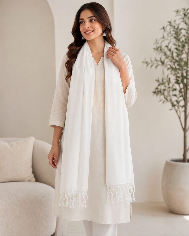 Women’s Cotton Summer Stole Combo Pack of 2 | Soft Lightweight Solid Stoles with Tassels | Daily Wear