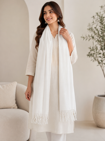 Women’s Cotton Summer Stole Combo Pack of 2 | Soft Lightweight Solid Stoles with Tassels | Daily Wear
