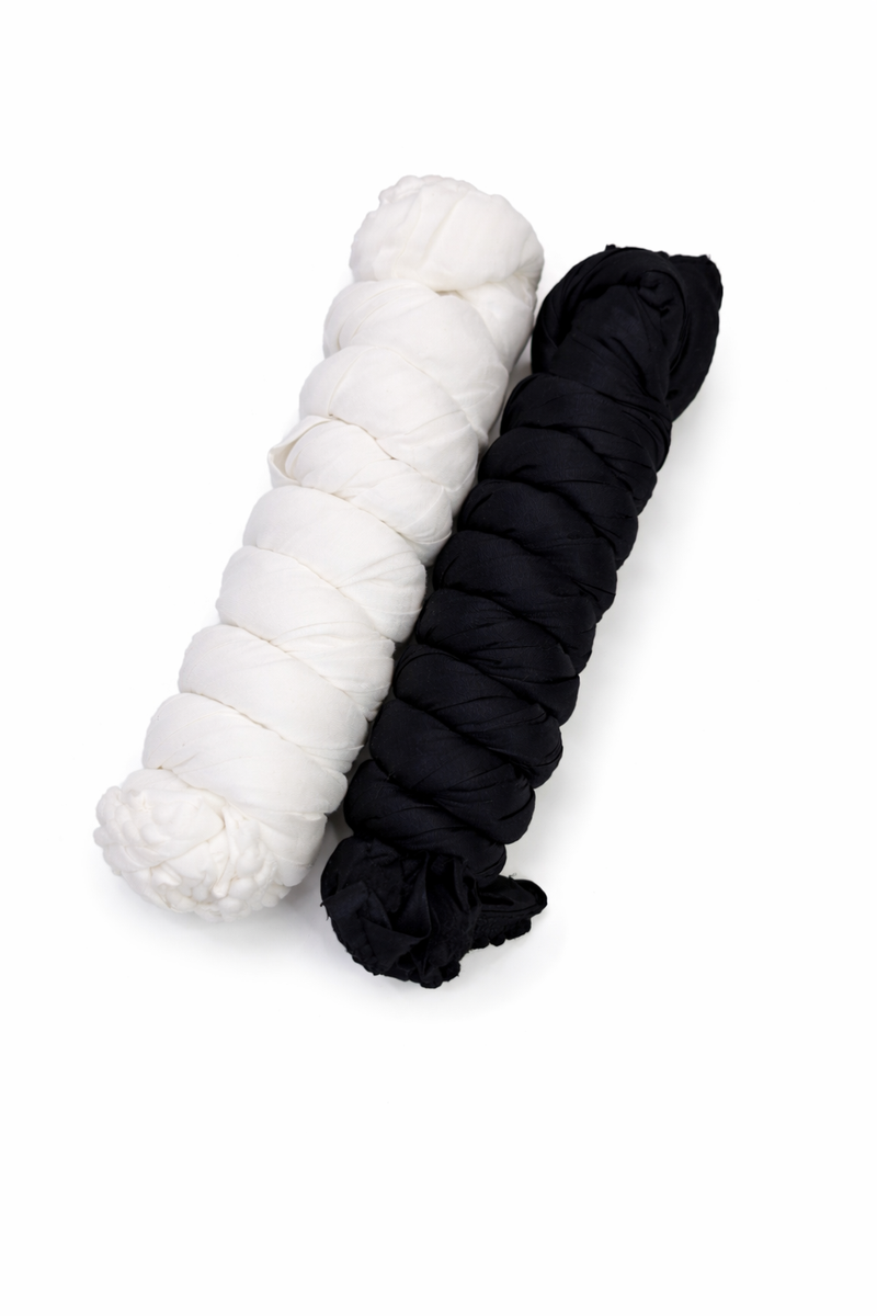 Pure Cotton Plain Dupatta Black&White