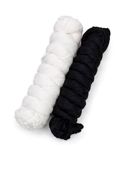 Pure Cotton Plain Dupatta Black&White