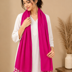 Women’s Cotton Summer Stole Combo Pack of 2 | Soft Lightweight Solid Stoles with Tassels | Daily Wear