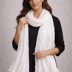 Chinon Shining Dupatta | Soft Silk Feel Plain Dupatta with Tassels | Party & Festive Wear Dupatta