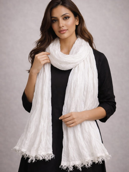 Chinon Shining Dupatta | Soft Silk Feel Plain Dupatta with Tassels | Party & Festive Wear Dupatta