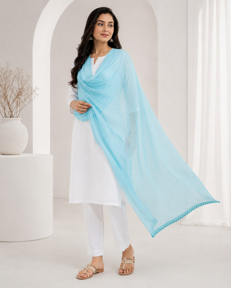 Women's Sky Blue Chiffon Dupatta