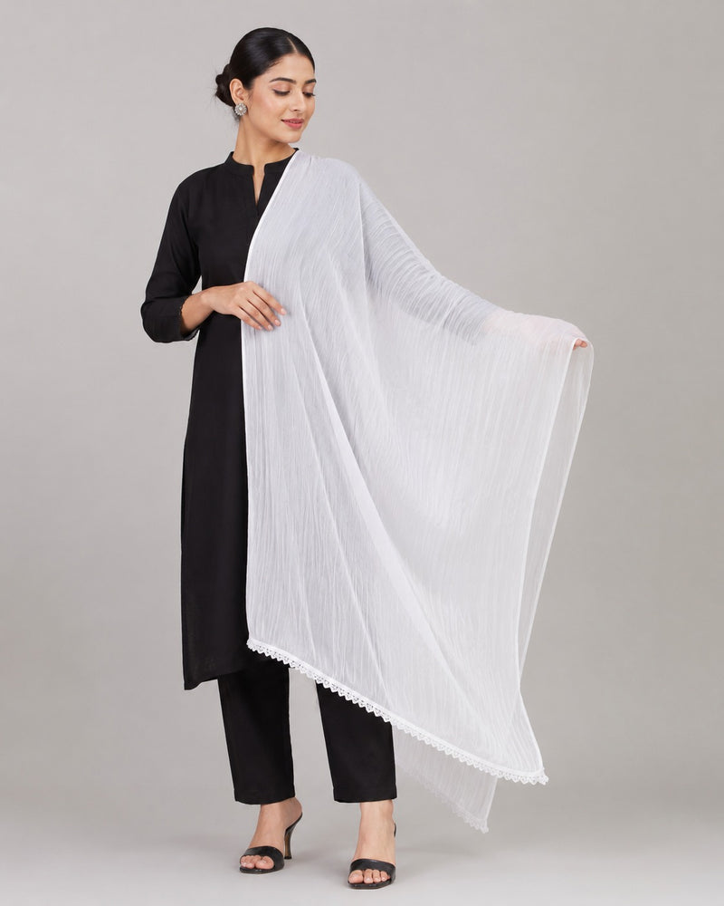 Women's White Chiffon Dupatta