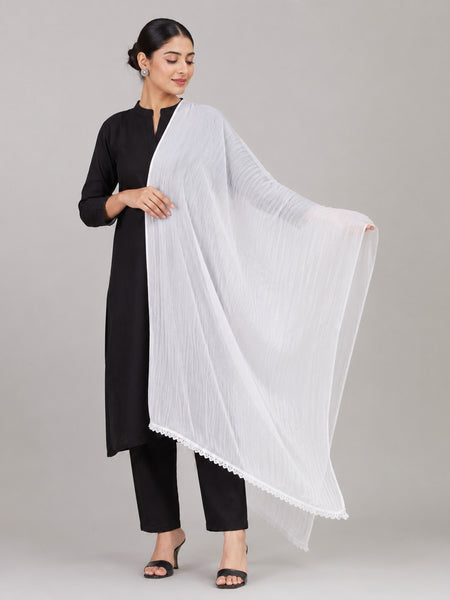 Women's White Chiffon Dupatta