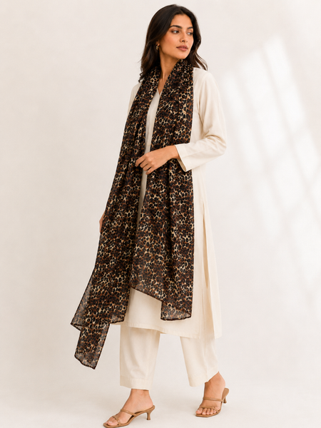 Premium Cotton Leopard Print Dupatta for Women