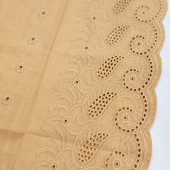 Women’s Cotton Thread Work Dupatta with Embroidered Paisley Cutwork Scalloped Border