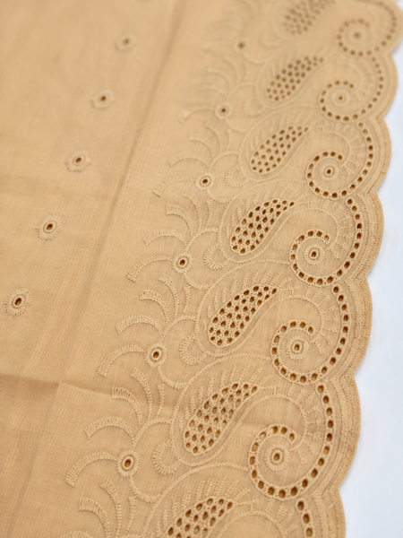 Women’s Cotton Thread Work Dupatta with Embroidered Paisley Cutwork Scalloped Border
