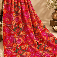 Chanderi Silk Rajwadi Printed Dupatta with Sequin Work & Decorative Border