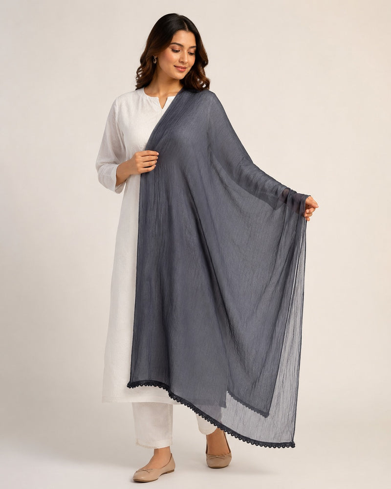 Women's Dark Grey Chiffon Dupatta