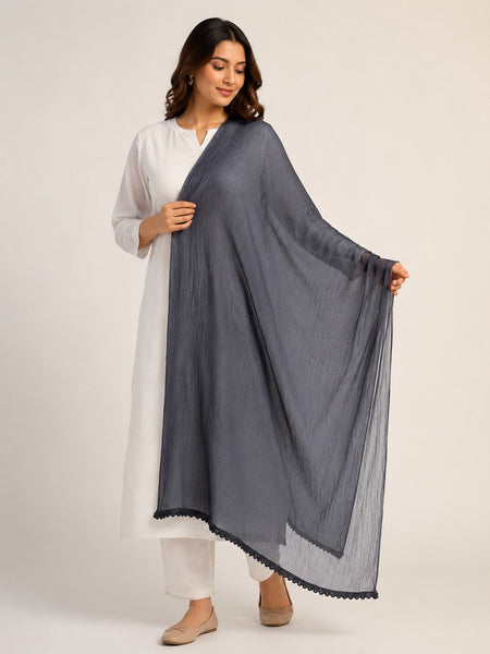 Women's Dark Grey Chiffon Dupatta