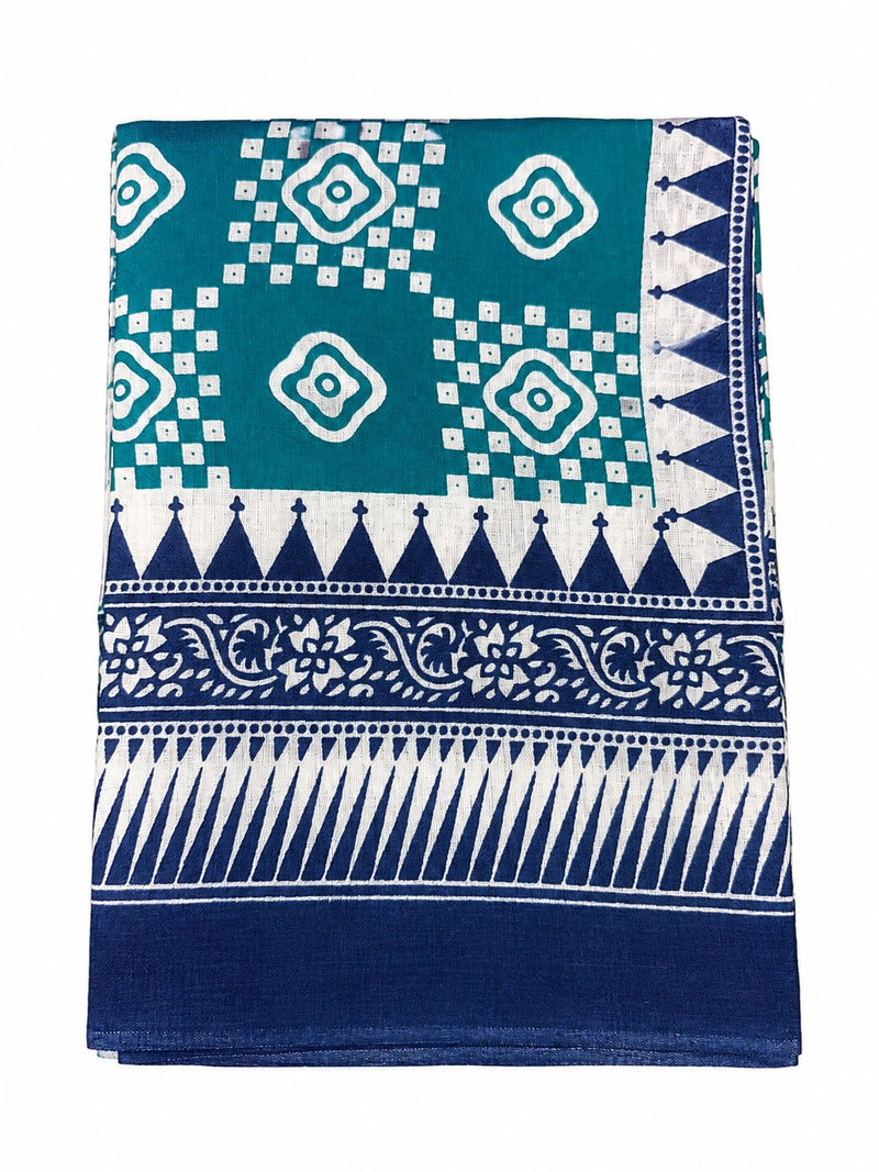 Women’s Art Silk Geometric Printed Dupatta with Contrast Border and Tassels