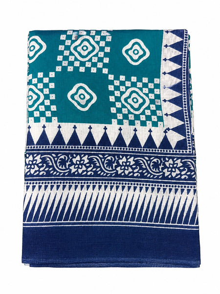 Women’s Art Silk Geometric Printed Dupatta with Contrast Border and Tassels
