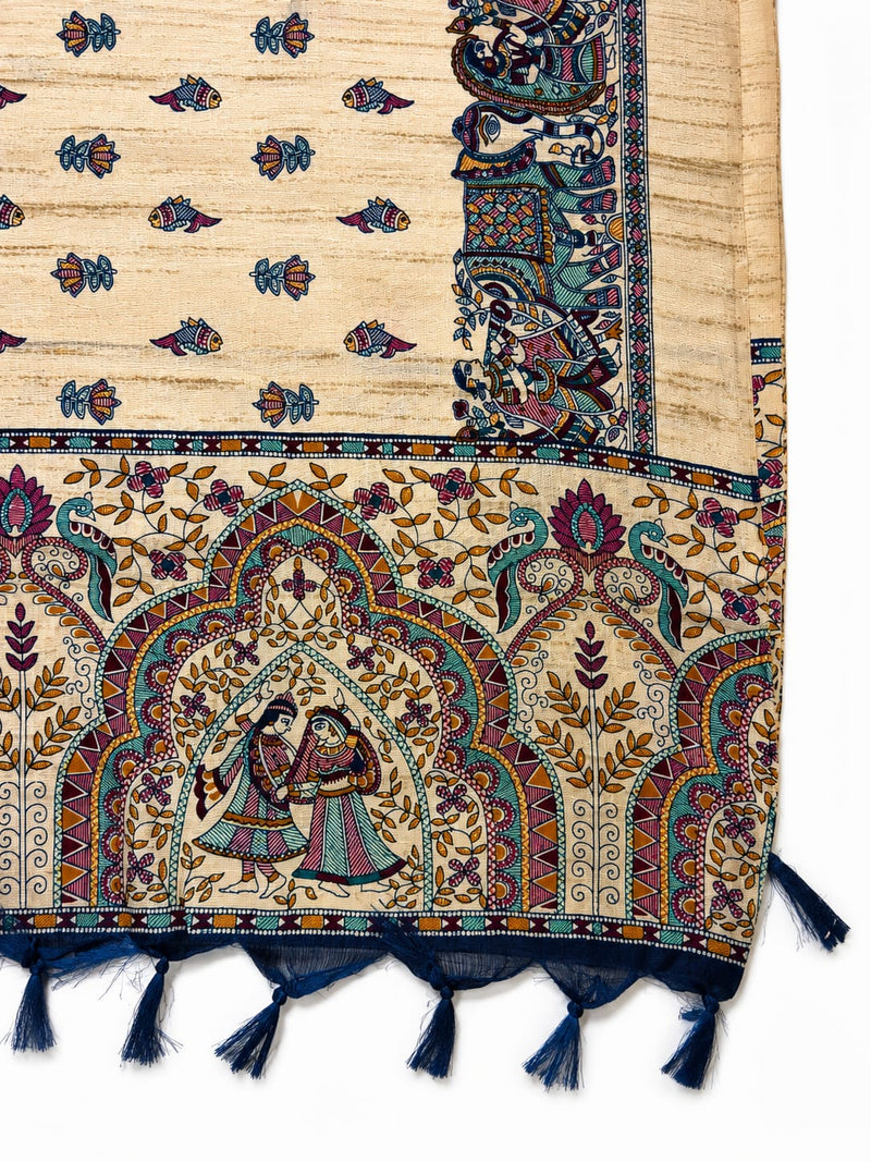 Kalamkari Printed Art Silk Dupatta for Women