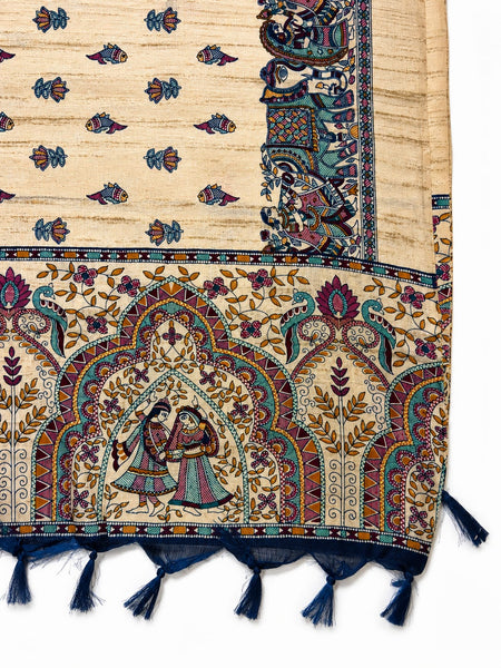 Kalamkari Printed Art Silk Dupatta for Women