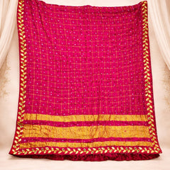 Women's Chunari Silk Ghatchola Dupatta with Gota Patti Lace Border