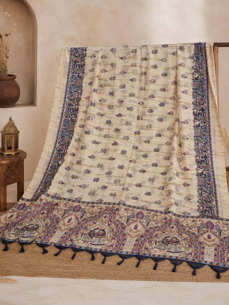 Kalamkari Printed Art Silk Dupatta for Women