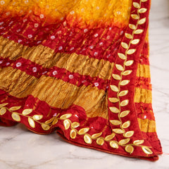 Women's Chunari Silk Ghatchola Dupatta with Gota Patti Lace Border