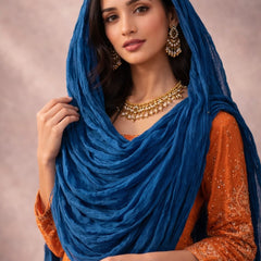 Chinon Shining Dupatta | Soft Silk Feel Plain Dupatta with Tassels | Party & Festive Wear Dupatta