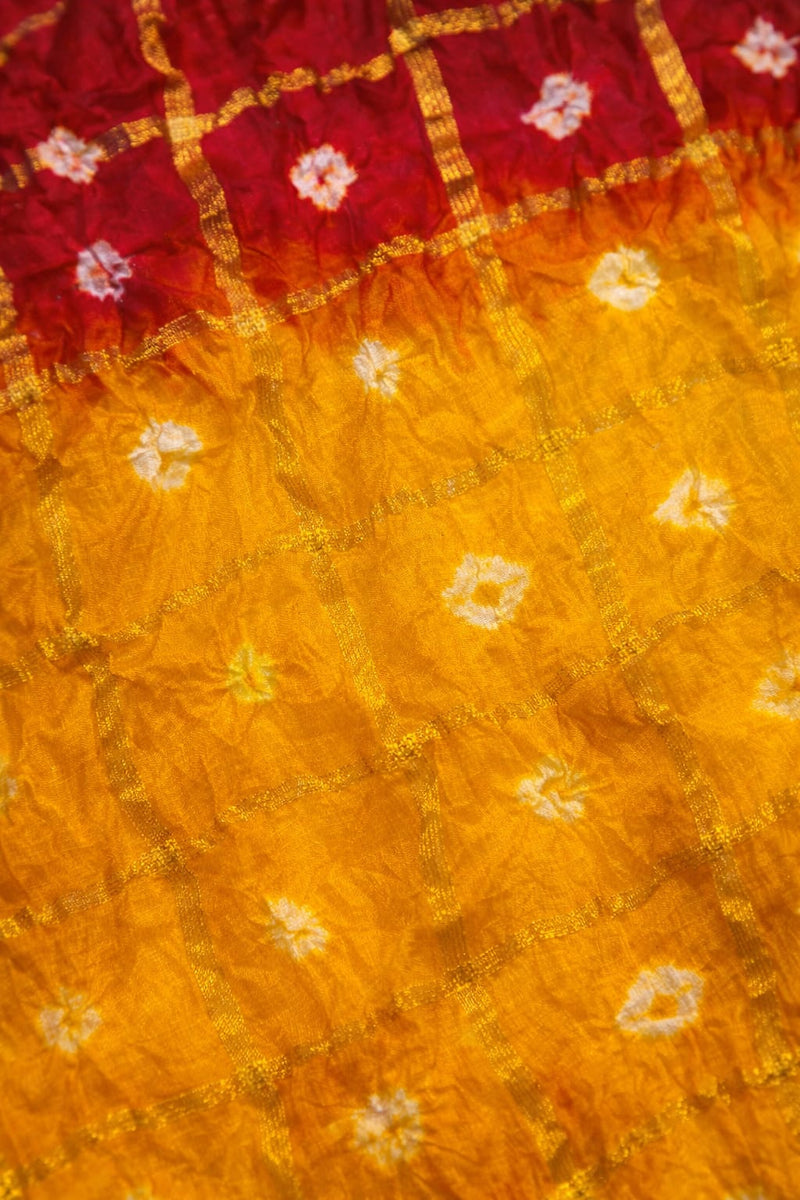 Women's Chunari Silk Ghatchola Dupatta with Gota Patti Lace Border