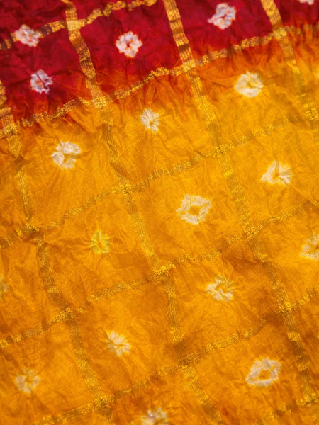 Women's Chunari Silk Ghatchola Dupatta with Gota Patti Lace Border