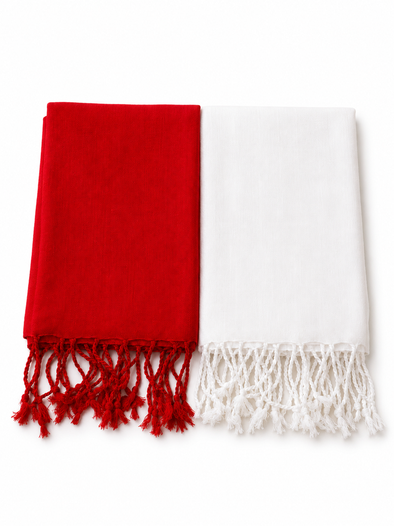 Women’s Cotton Summer Stole Combo Pack of 2 | Soft Lightweight Solid Stoles with Tassels | Daily Wear