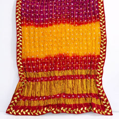 Women's Chunari Silk Ghatchola Dupatta with Gota Patti Lace Border