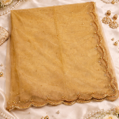 Premium Gold Net Cutwork Dupatta for Women