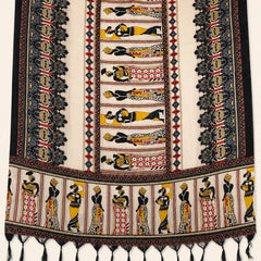 Women's Art Silk Printed Dupatta | Tribal & Warli Print Tassel Dupatta