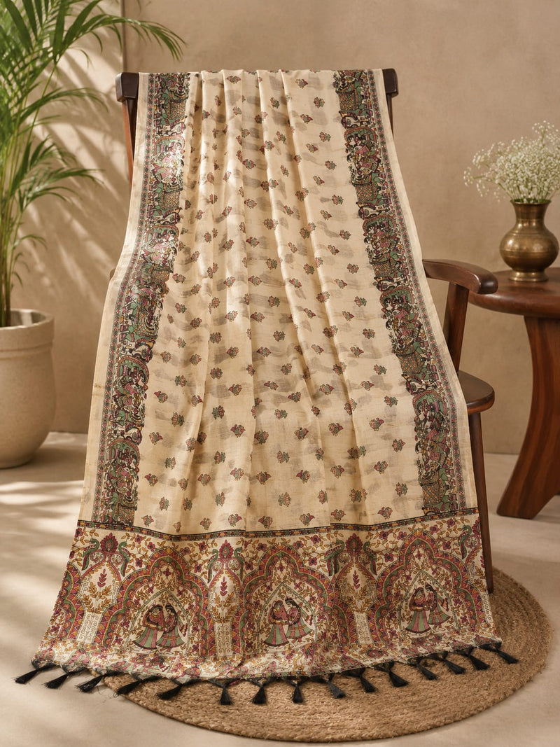 Kalamkari Printed Art Silk Dupatta for Women
