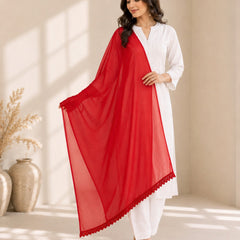 Women's Red Chiffon Dupatta