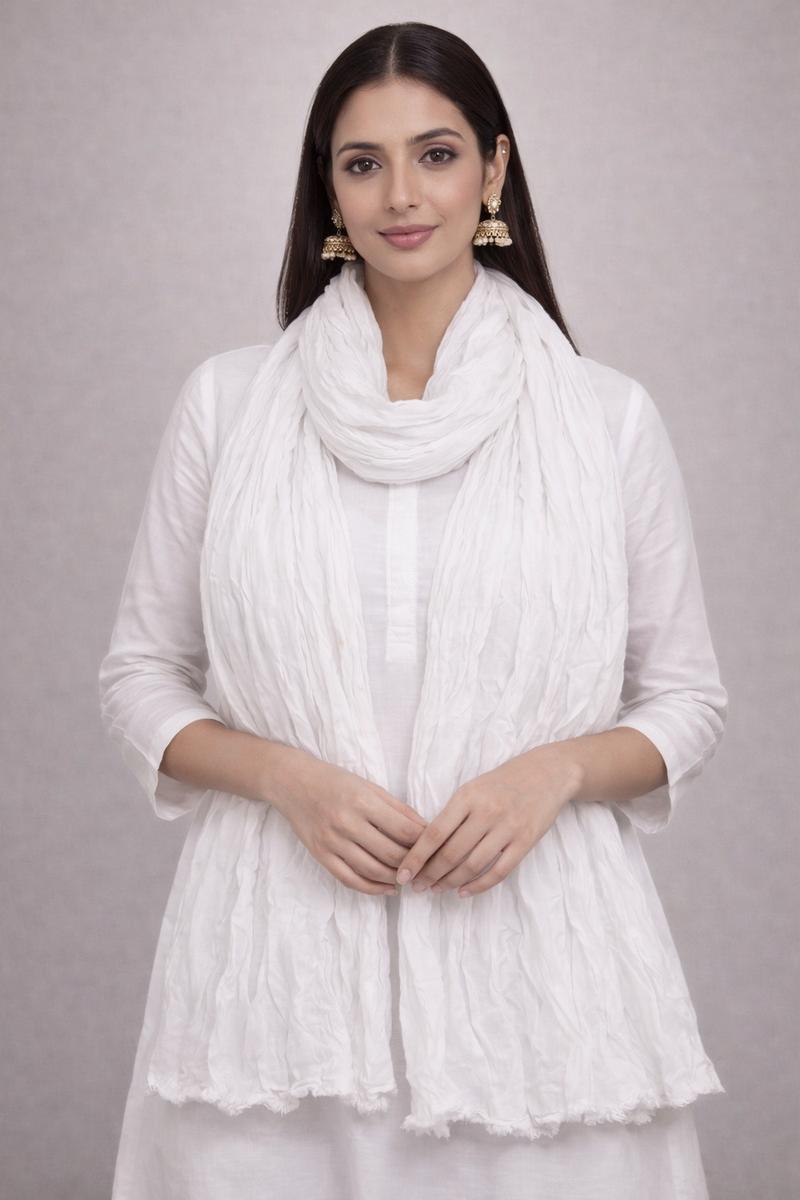 Pure Cotton Plain Dupatta Black&White