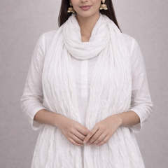 Pure Cotton Plain Dupatta Black&White